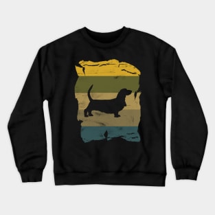 Basset Hound Distressed Vintage Retro Silhouette Crewneck Sweatshirt